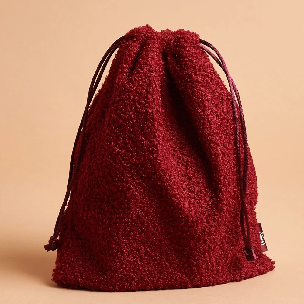 Ipsy Red Fuzzy Glam Pouch Bag